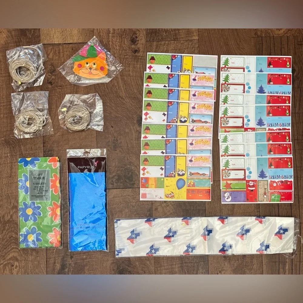 NWT gift accessories bundle stickers birthday Christmas tissue paper bags